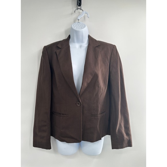 Jones New York Suit Women Brown Linen Blend Blazer Size 8‎ - Picture 7 of 12